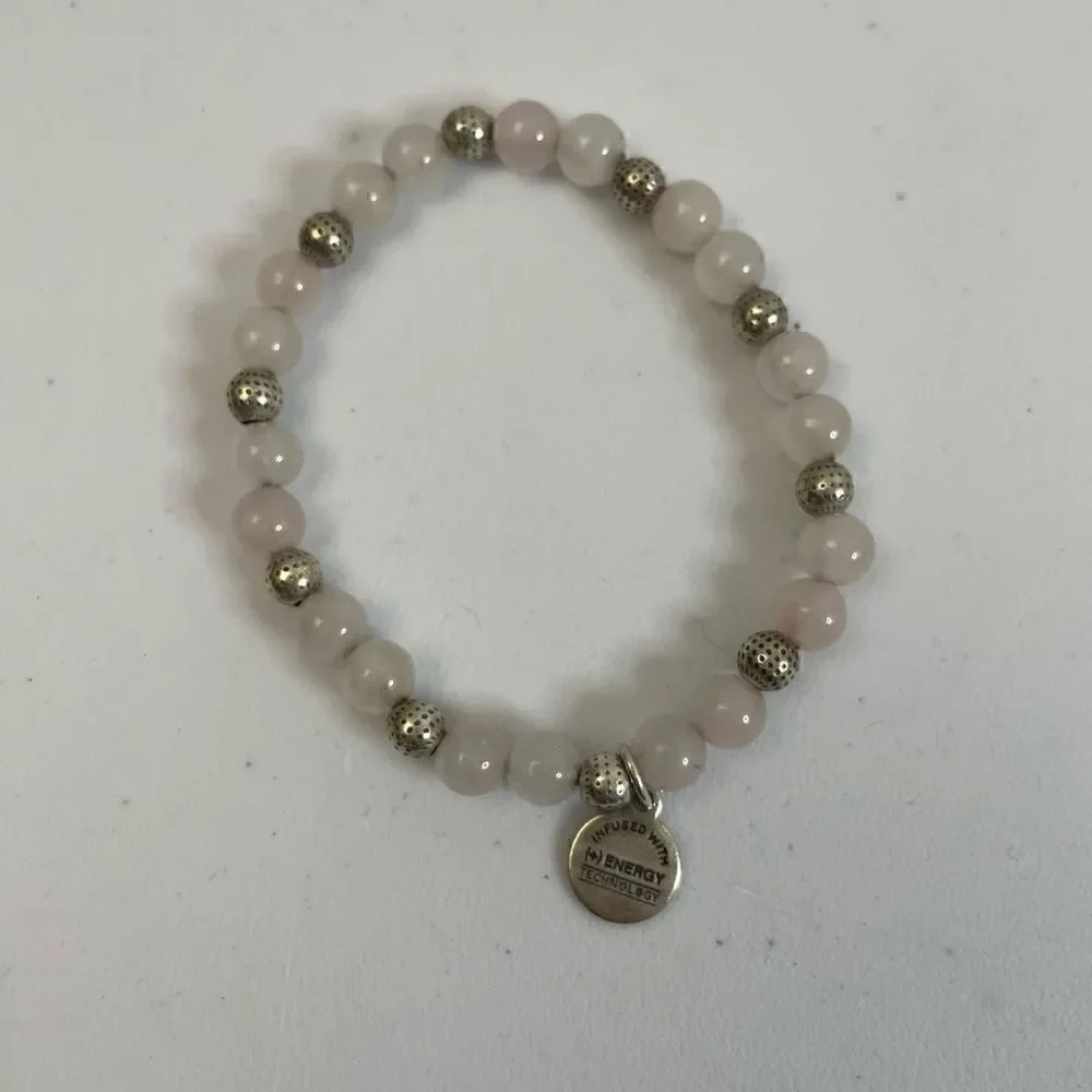 Alex and Ani| White Jade| Silver accent|Stretch bracelet